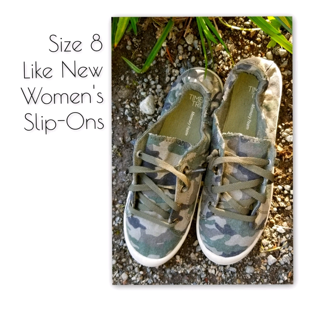Size 8 Shoreline-Like Camo Slip-Ons